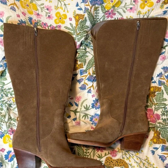 Brown Suede Extra Wide Calf Boots - Picture 7 of 8